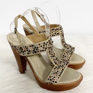 Frye | Joy Studded Leather Platform Heel Sandal 10